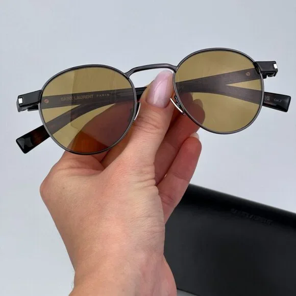Saint Laurent SL707 003 BRAND NEW Sunglasses Ruthenium Havana Oval Unisex Saint Laurent SL M127/F Sunglasses 003 Shiny Havana - eye-oo.com main image 3